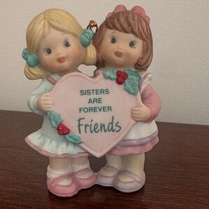 Vintage “Sisters Are Forever Friends” 1993 Enesco porcelain.